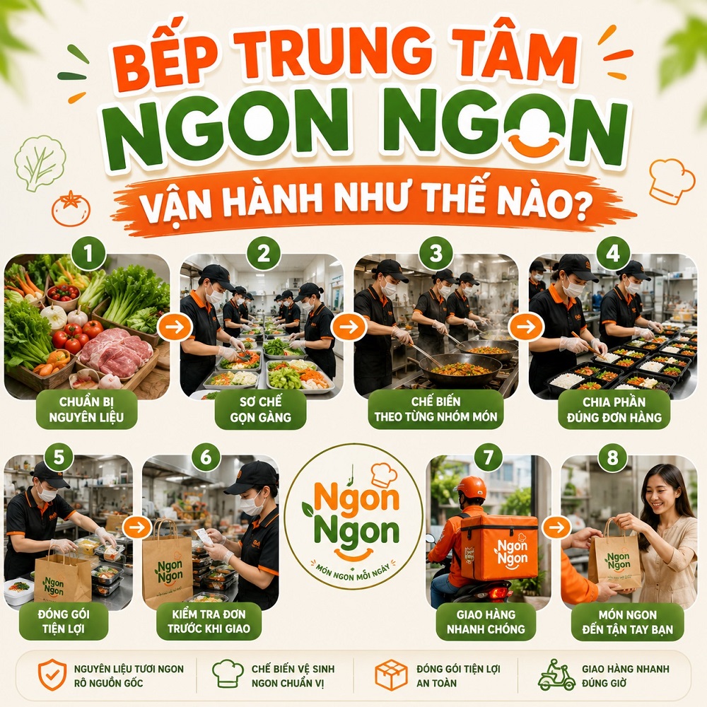 Bếp Trung Tâm Ngon Ngon Vận Hành Như Thế Nào?