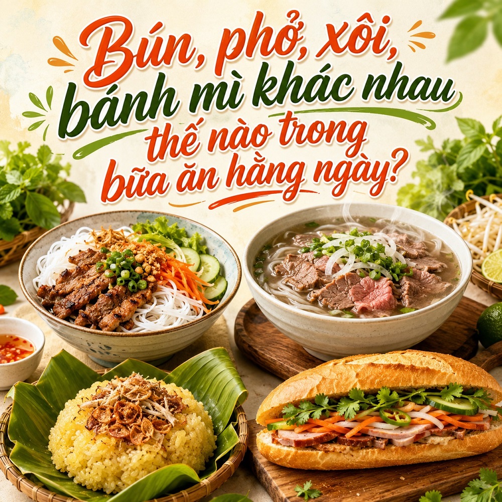 Bún, Phở, Xôi, Bánh Mì Khác Nhau Thế Nào Trong Bữa Ăn Hằng Ngày?