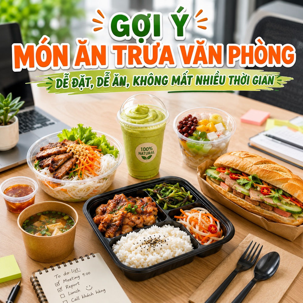Gợi Ý Món Ăn Trưa Văn Phòng Dễ Đặt, Dễ Ăn, Không Mất Nhiều Thời Gian
